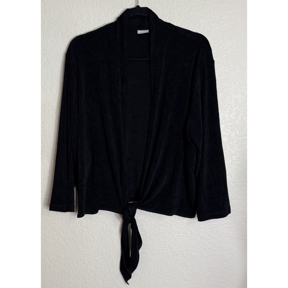 Chicos Travelers 3 US Size 16/18 Black Tie Front Top Blouse Classic Career